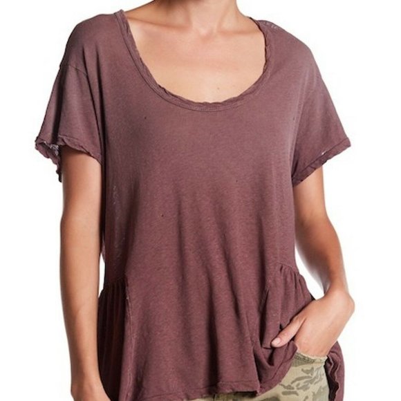 CURRENT ELLIOTT Girlie Tee DESTROYED Peplum TOP - Picture 2 of 3